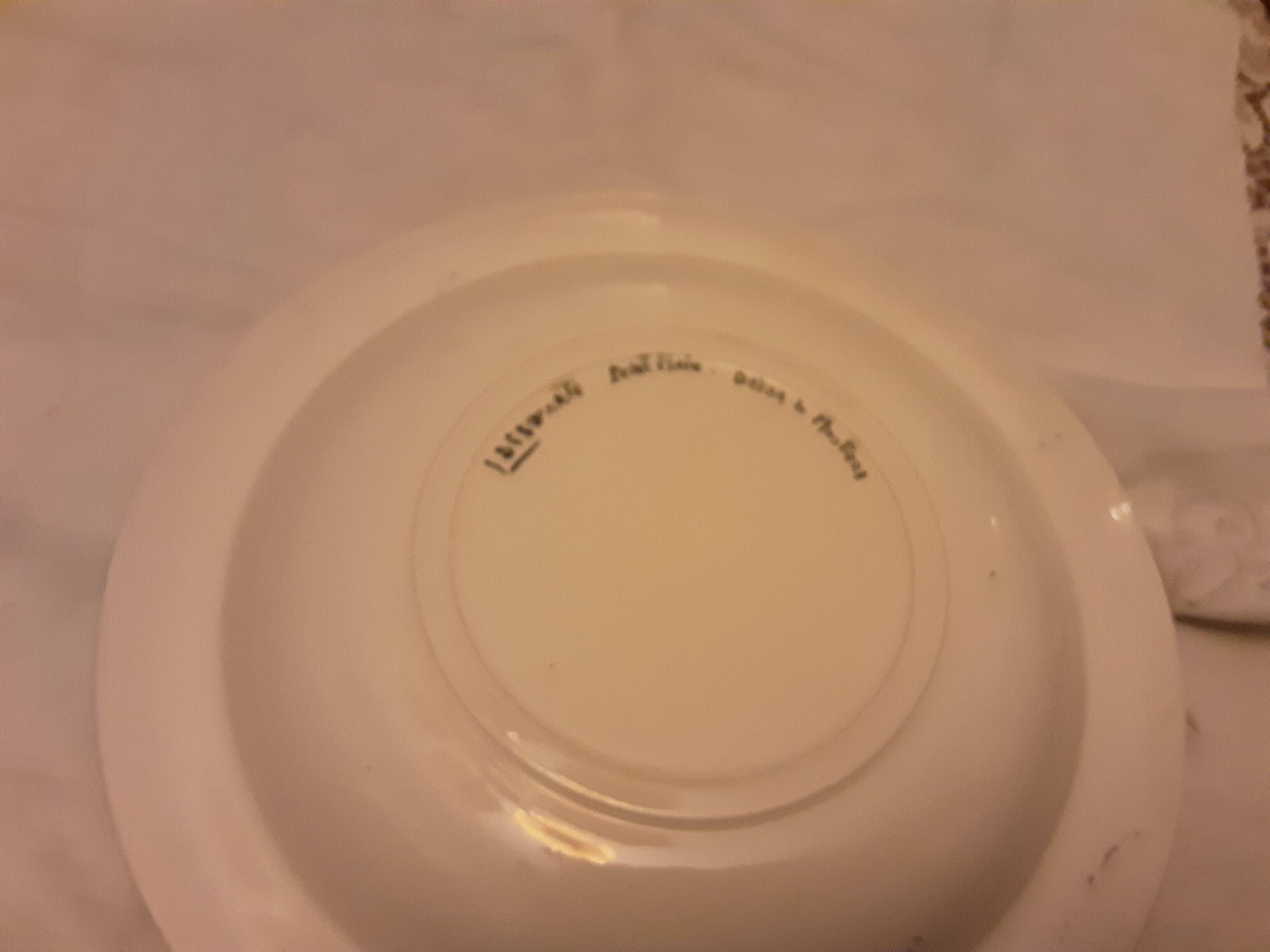 Deswarce earthenware plate hand-painted moustier decor