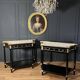 Pair of Louis XVI Style Black Lacquered Wood Console Tables