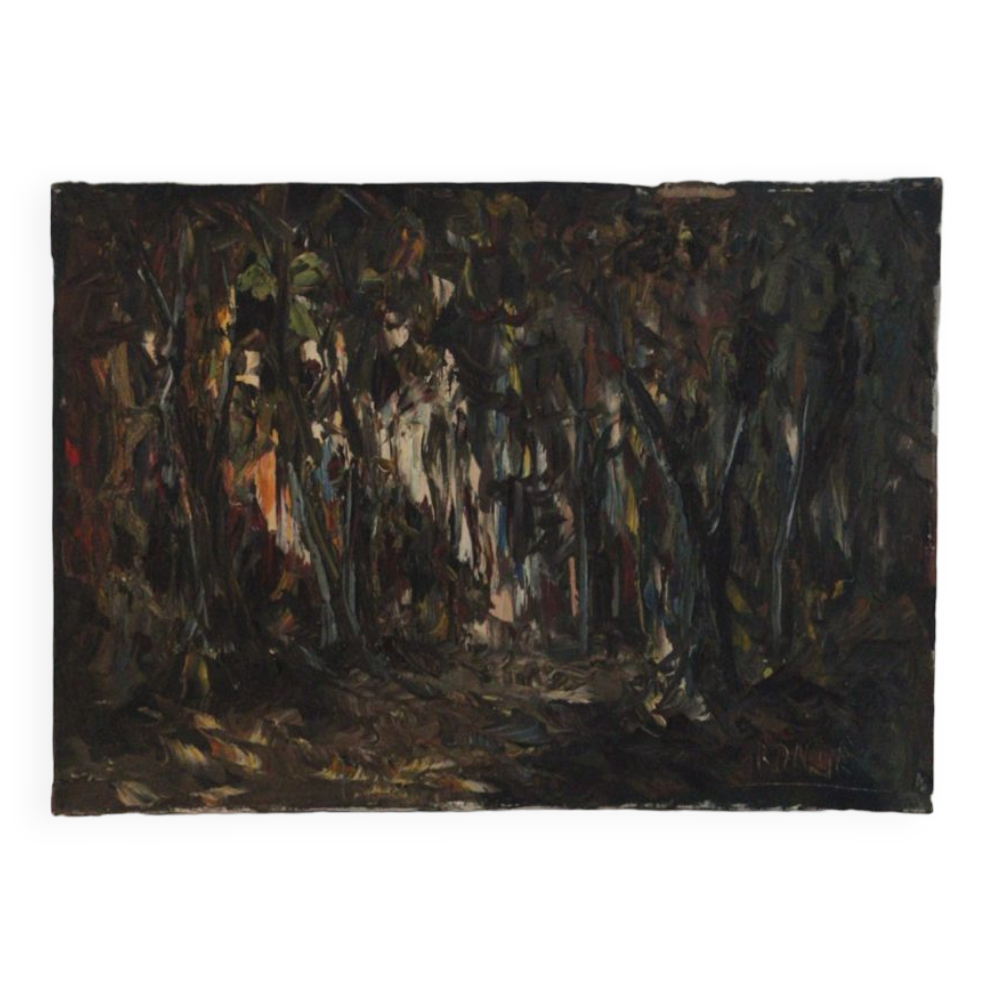 Abstract oil on canvas painting "The Forest" Amsterdam circa 1950