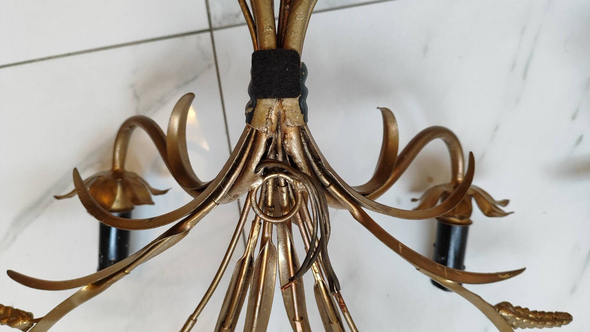 Pair of vintage Sheaves of wheat wall lights