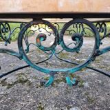 Pink marble and wrought iron coffee table