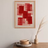 peinture abstraite rouge - tableau b244 signé eawy