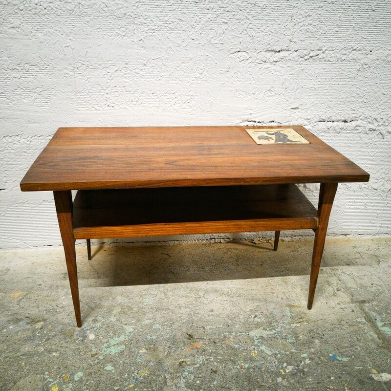 Vintage coffee table double tray
