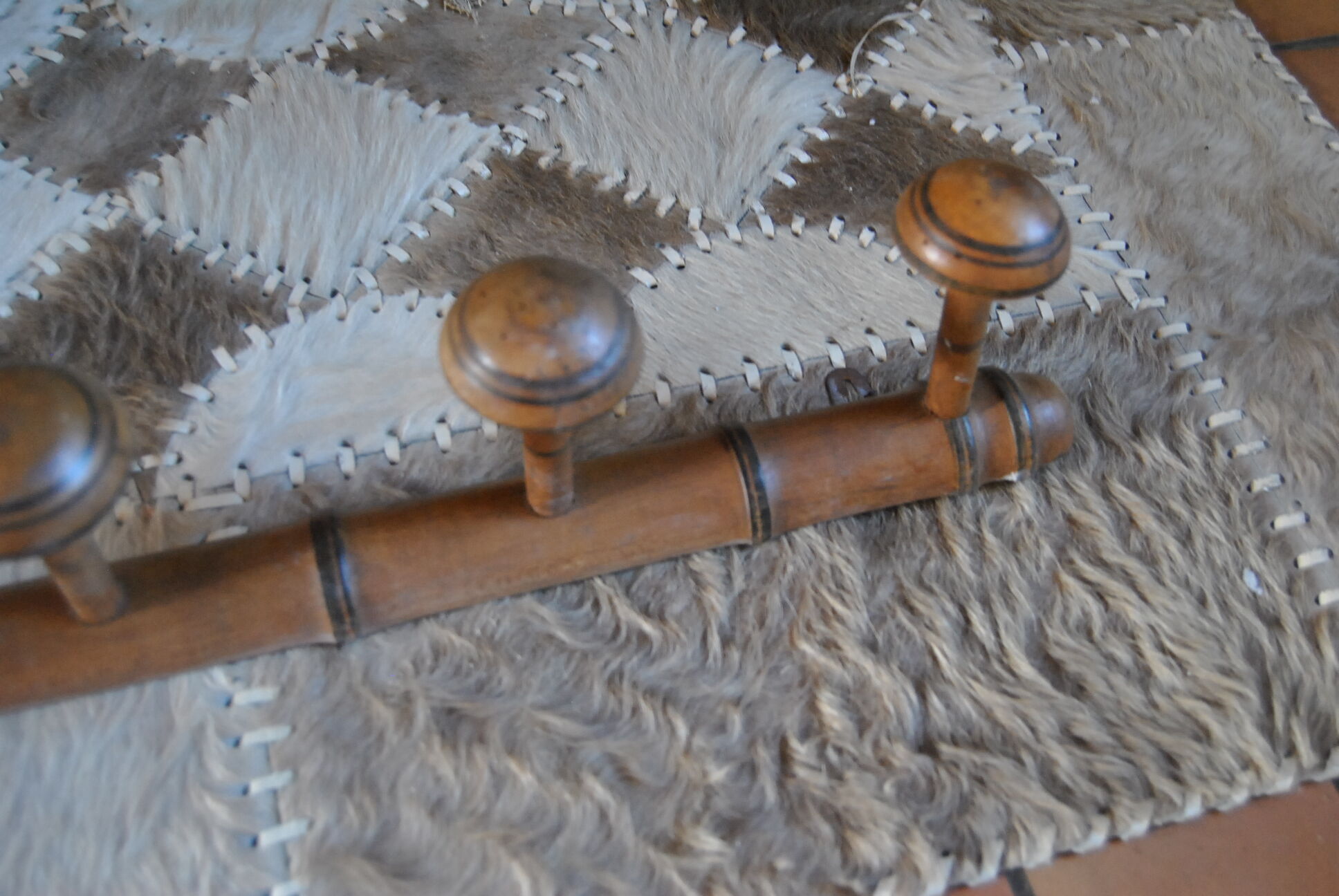 Patère 6 wooden crochet early XXeme