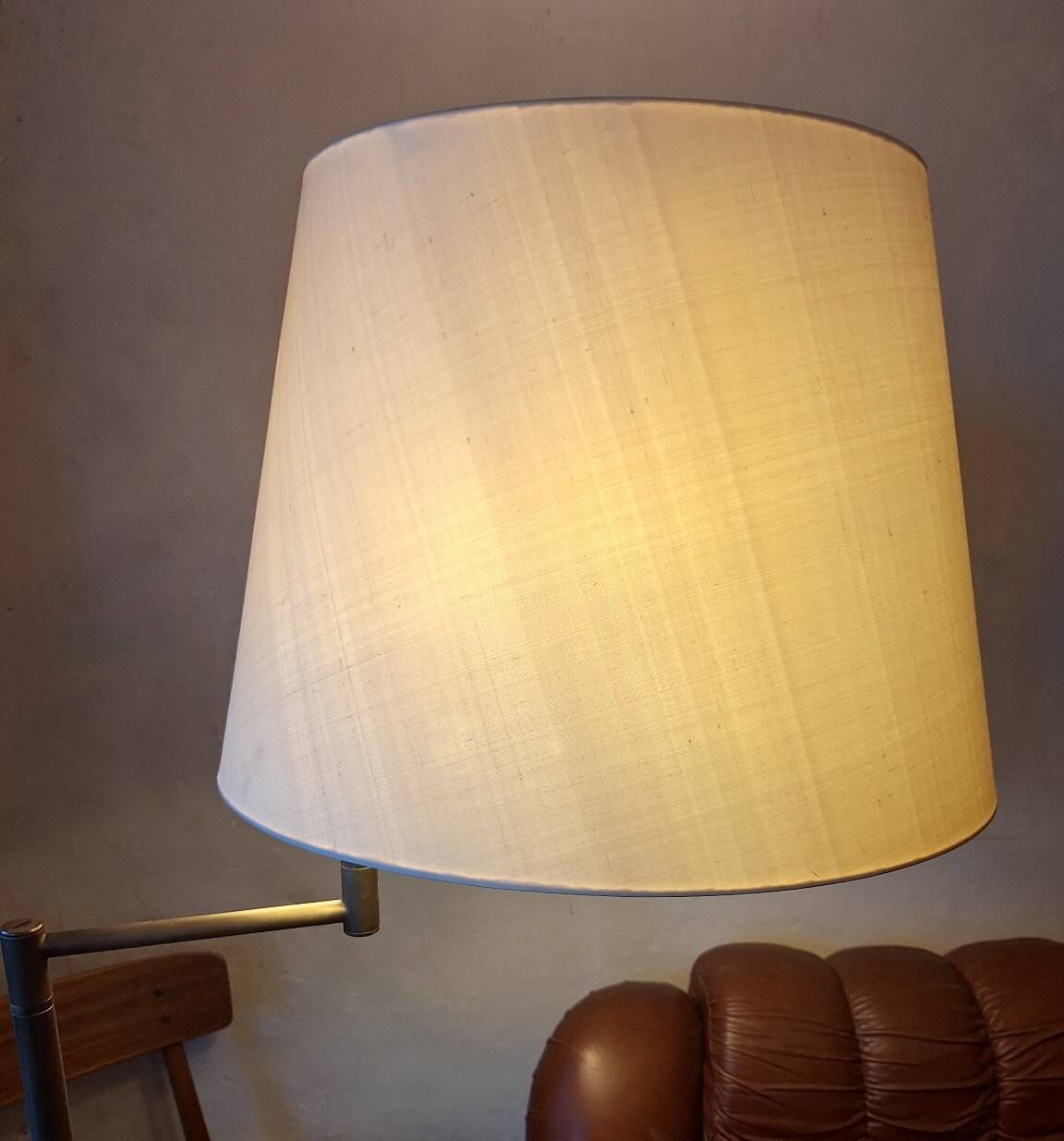 Walter von Nessen brass swivel-arm floor lamp with uplight, 1960s