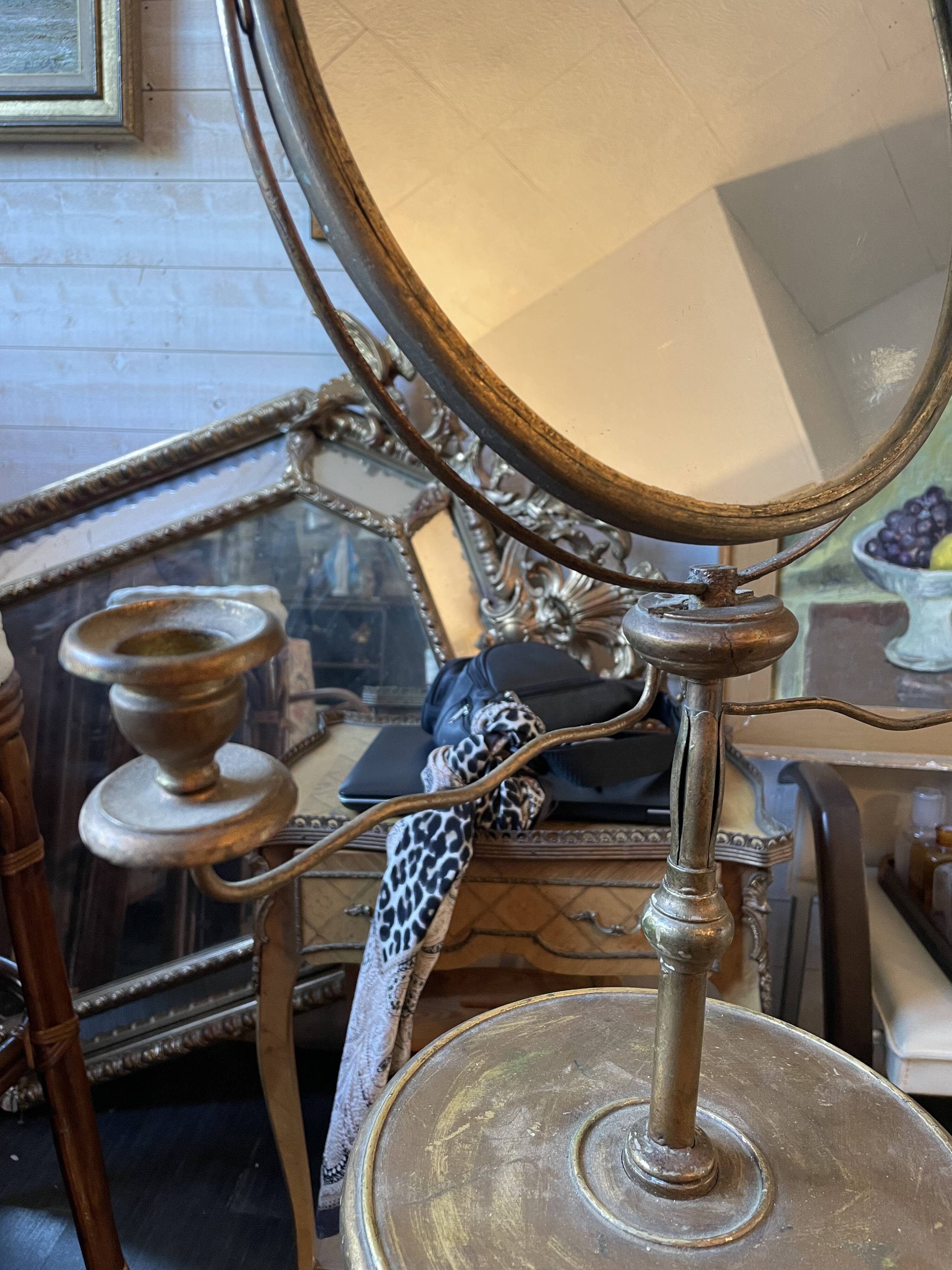 Old brass barber mirror