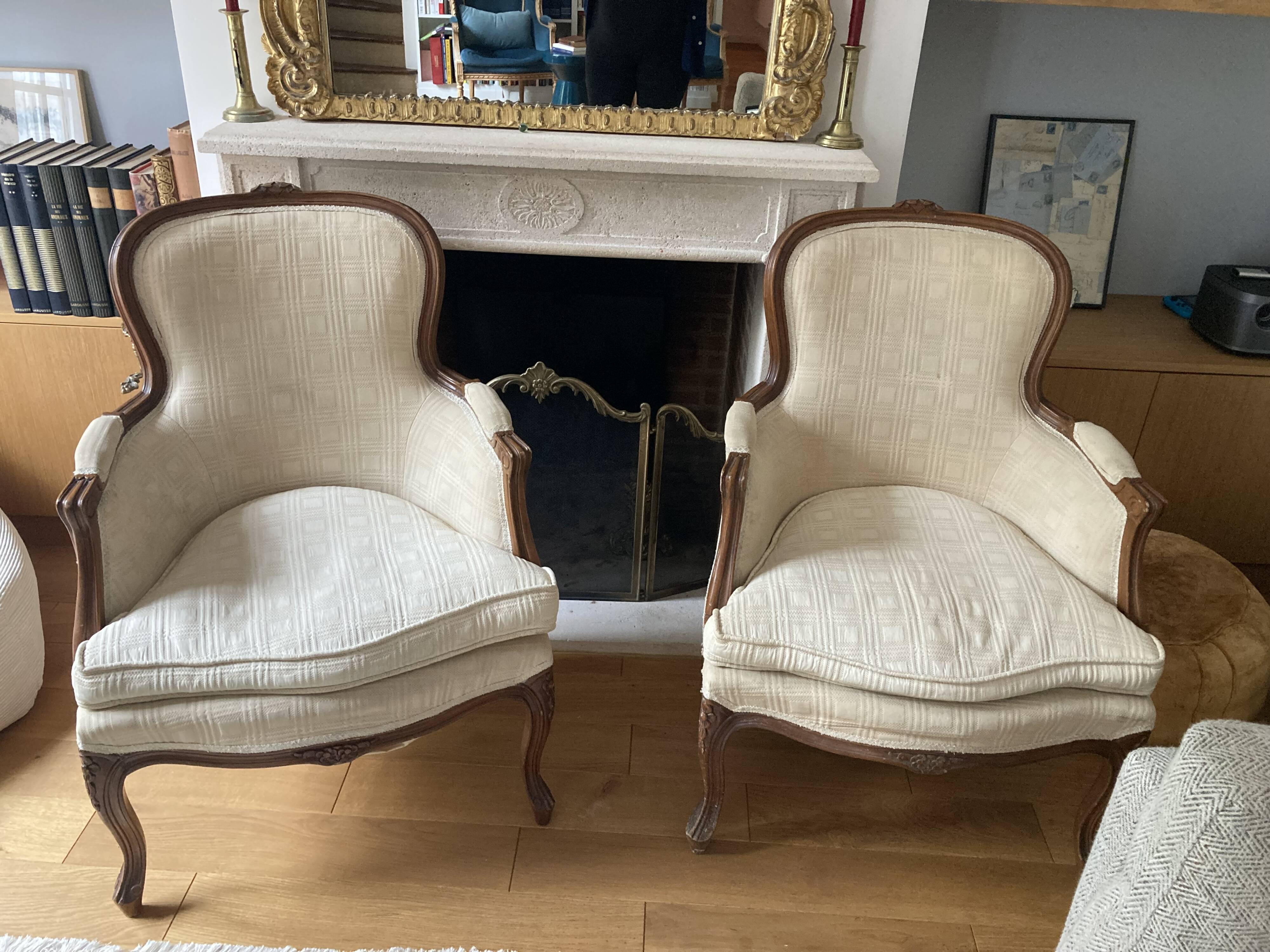 Louis XV style bergère armchairs