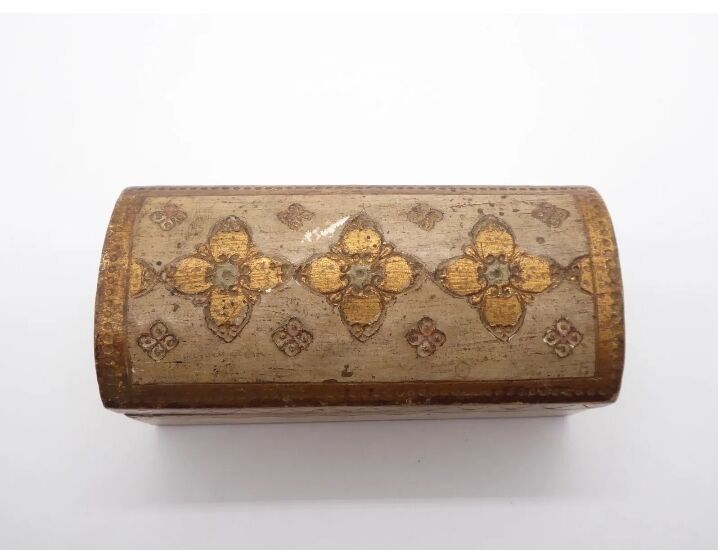 Florentine wooden stamp box, vintage Italy
