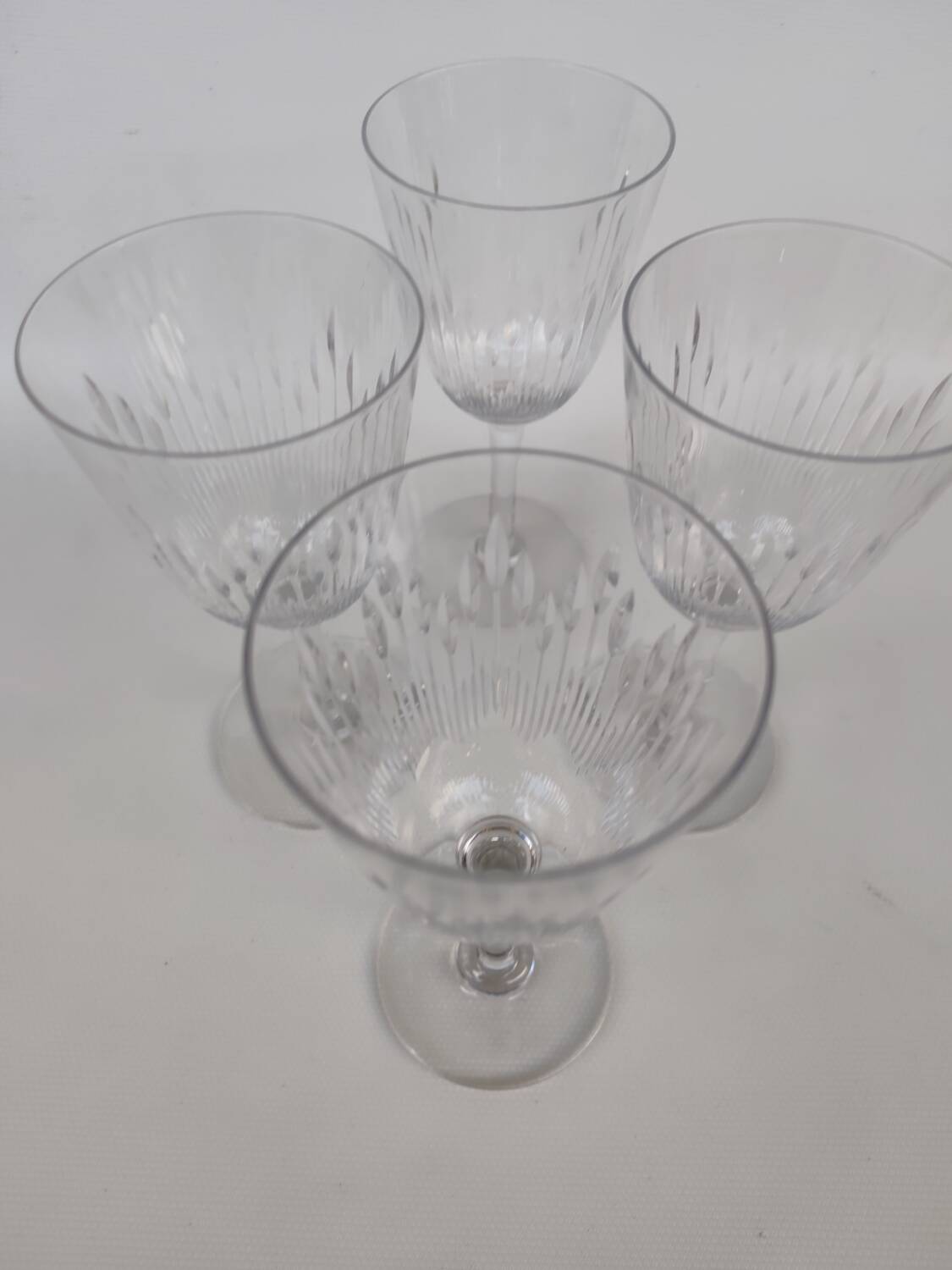 Four Baccarat crystal glasses, Corneille pattern. Early 20th century.