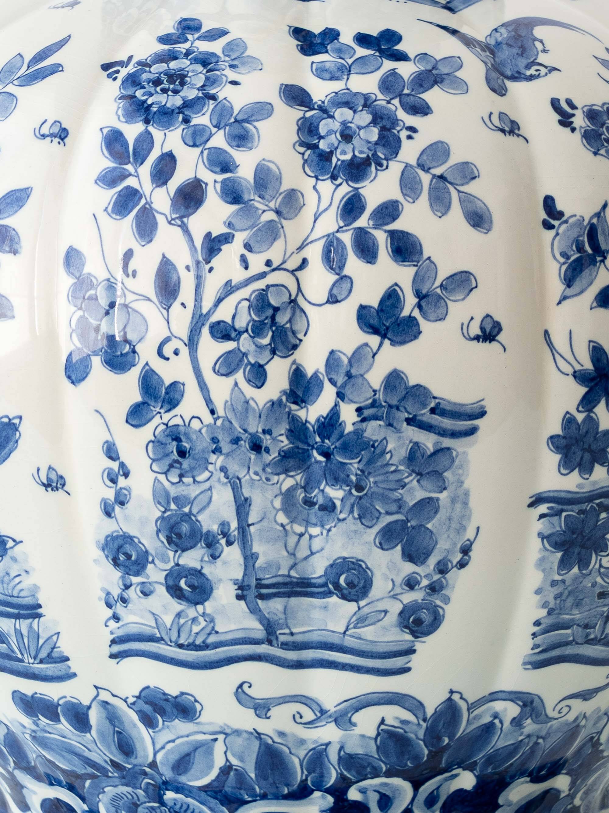 Delftware Floor Vase, Blue and White Chinoiserie by Plateelbakkerij RAM
