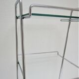 Étagère sellette verre métal chromé porte-revues années 70