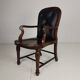 Victorian English Walnut & Leather Library Desk Chair