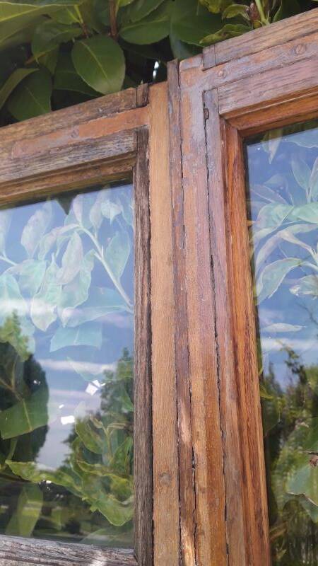 Lot of 4 oak windows H141xL112/117cm old small panes