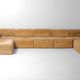 Modular 7-piece beige Italian sofa in soft velvet, 1970s