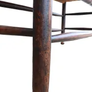 Antique Dutch wooden bench with woven seat