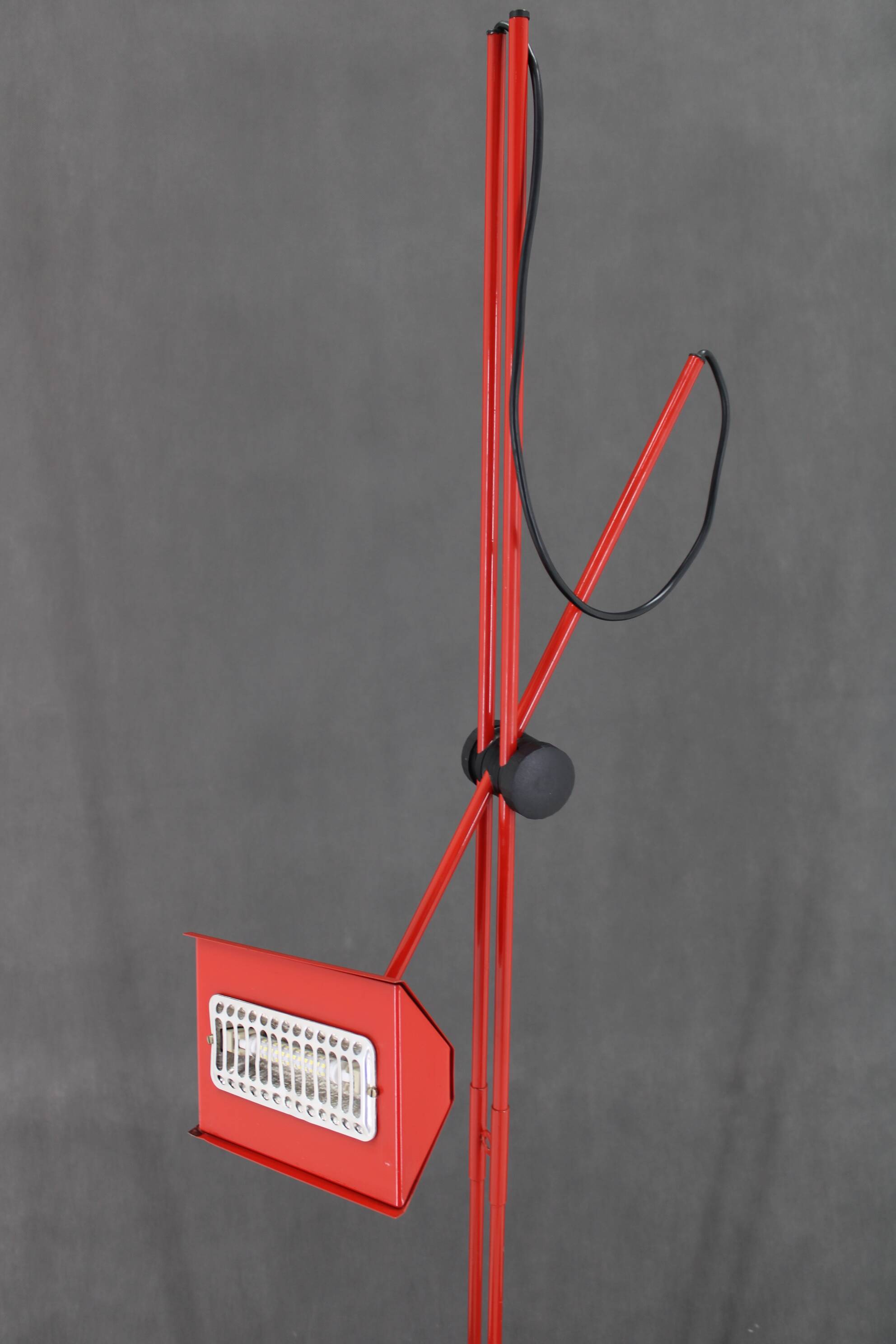 1980s Halogen Red Floor Lamp, Italy