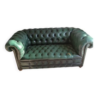 Canape chesterfield cuir 2 places