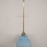 Art Deco style pendant lamp in brass and blue opaline