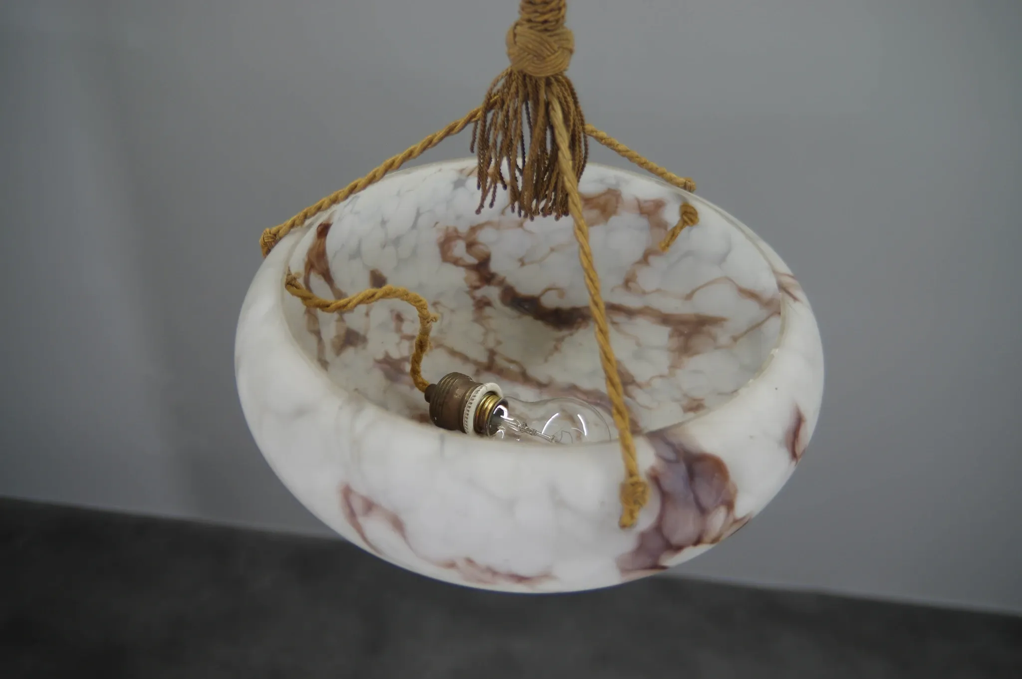 Art Nouveau Glass Pendant, Czechoslovakia, 1920s