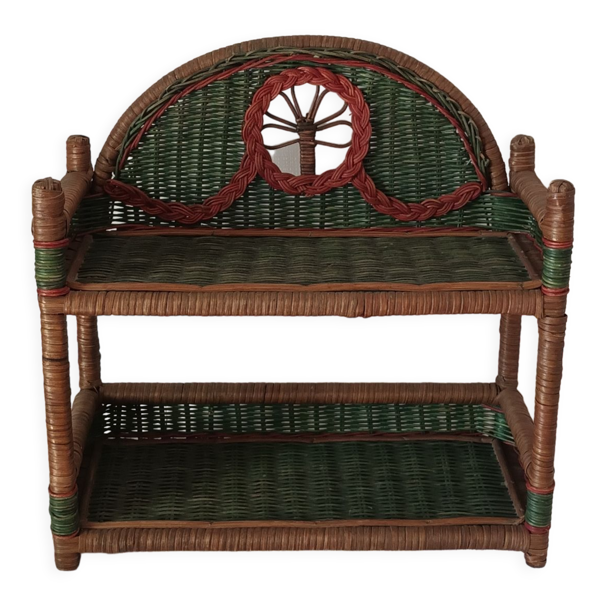 Vintage wicker wall shelf