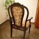 Antique Queen Anne Revival Carver Armchair with Floral Tapestry Upholstery
