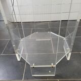 Octagonal side table in transparent plexiglass from the 70s