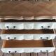 Louis XV style chest of drawers in cherry 3 drawers patinated linen color