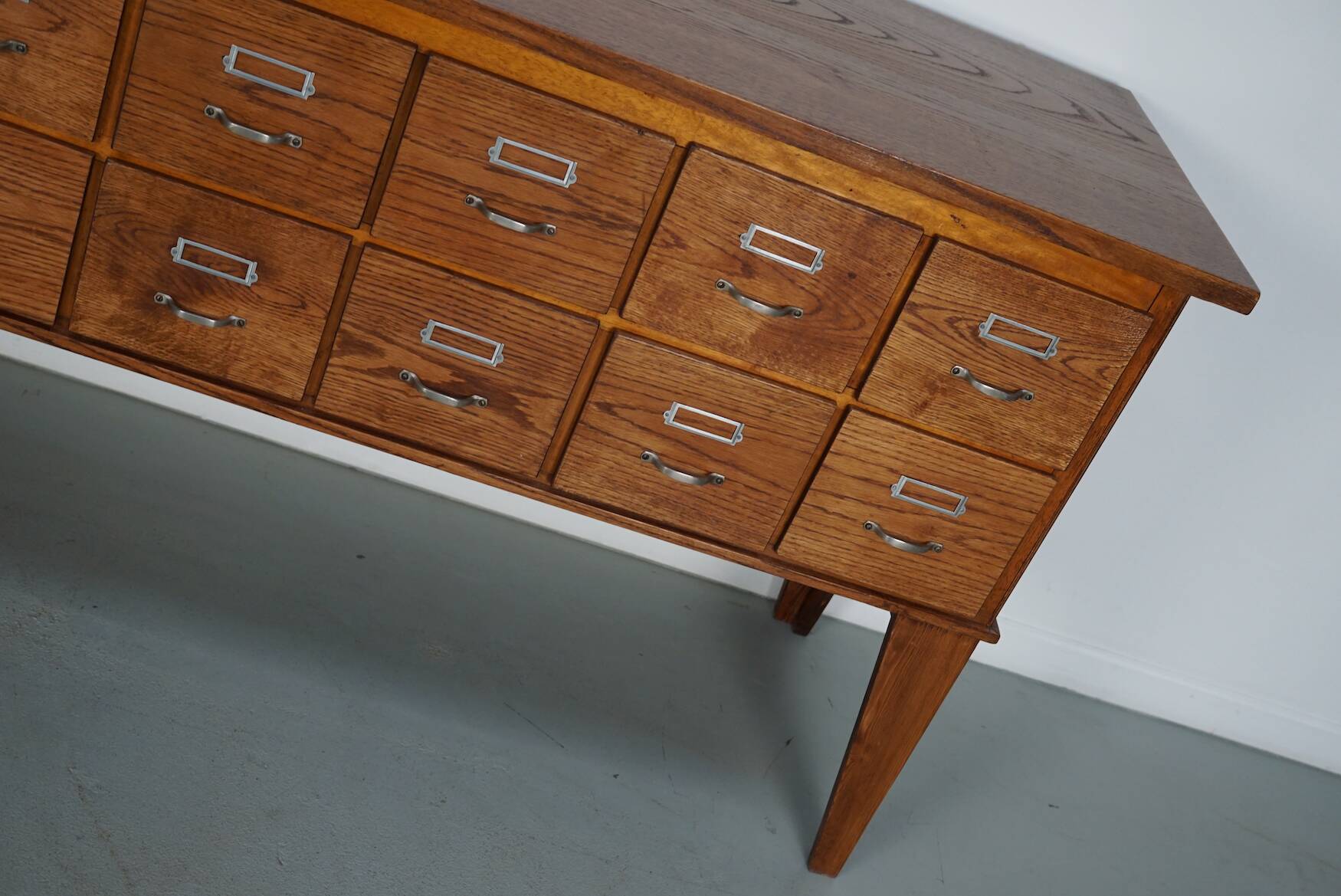Vintage Dutch Oak Apothecary Sideboard / Filing Cabinet, 1950s