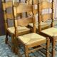 4 chaises à manger bois massif et paille 1960