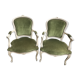 Paire de fauteuils style Louis XV verts