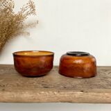 4 amber textured glass bowls