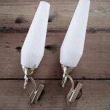 Pair opaque glass sconces