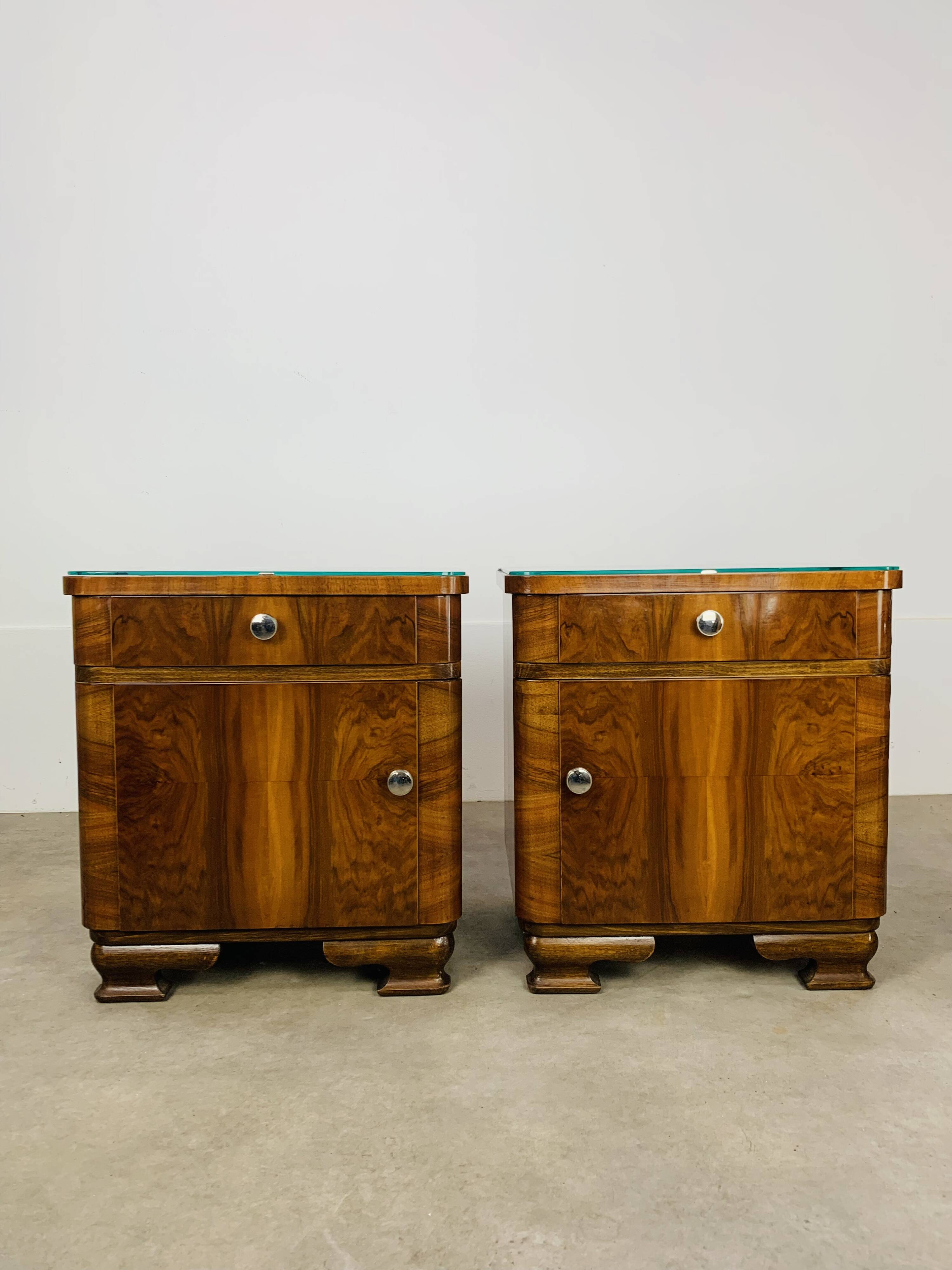Pair of Art Deco bedside tables, 1930s