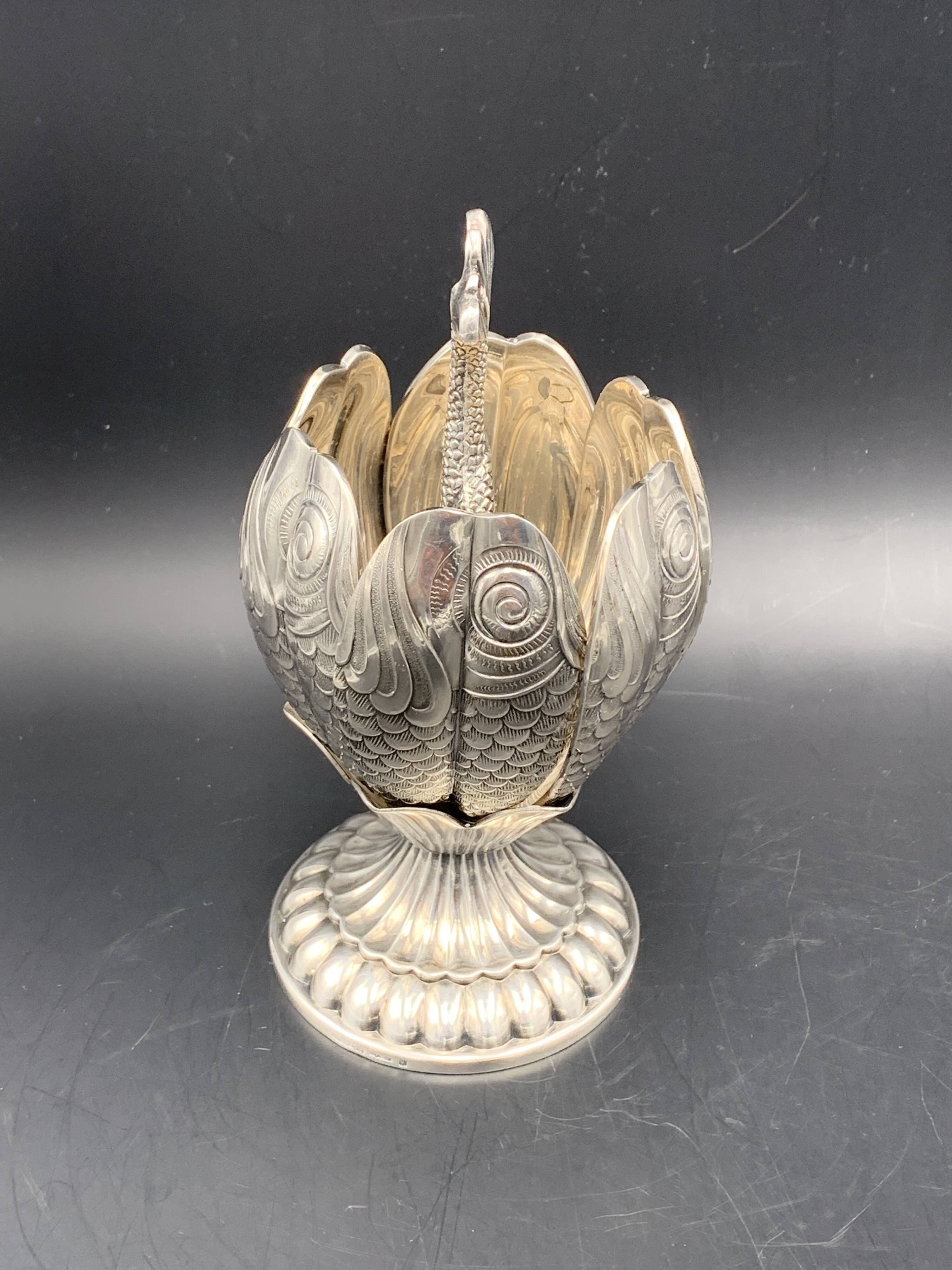 Fleuron - Christofle - Vintage caviar spoon display "Flower of Poseidon" in silver metal