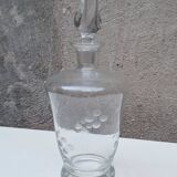 Engraved molded glass carafe from the 1950s