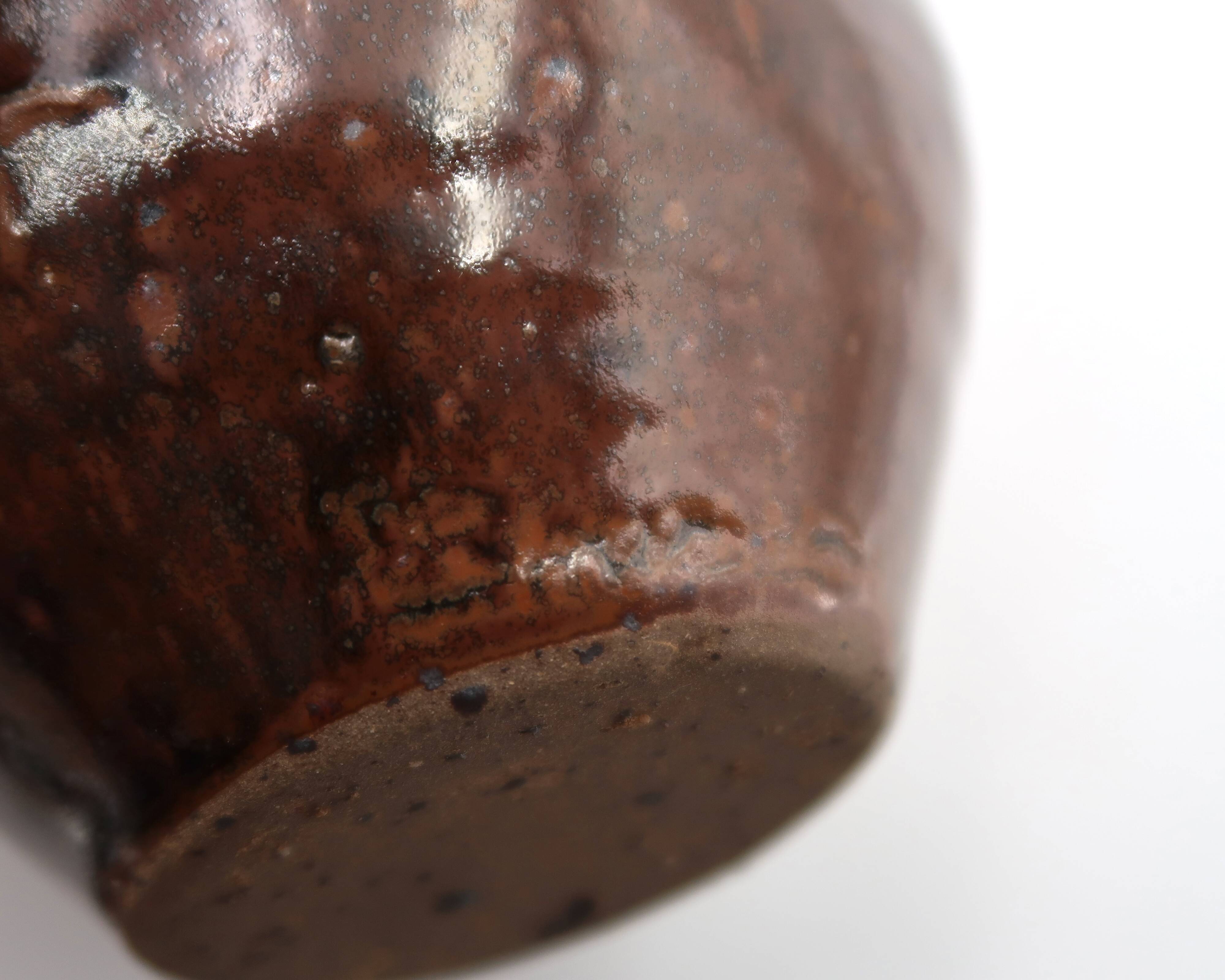 Brown ceramic wall vase by Guy Baudat, 1970s