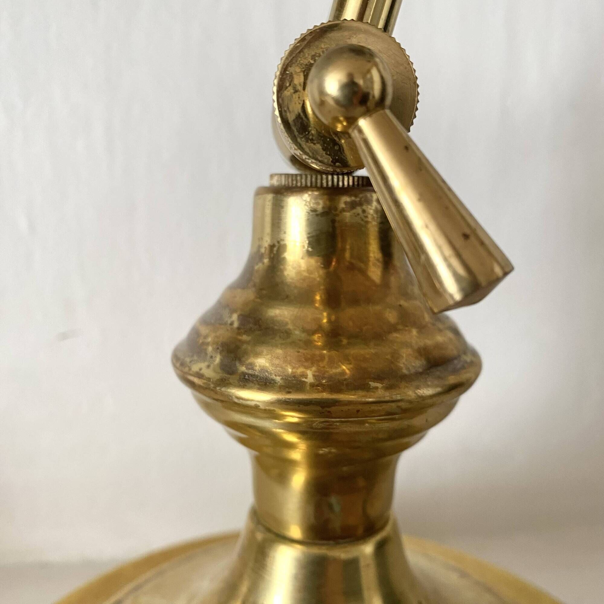 Pair of notary-style lamps in gilded metal