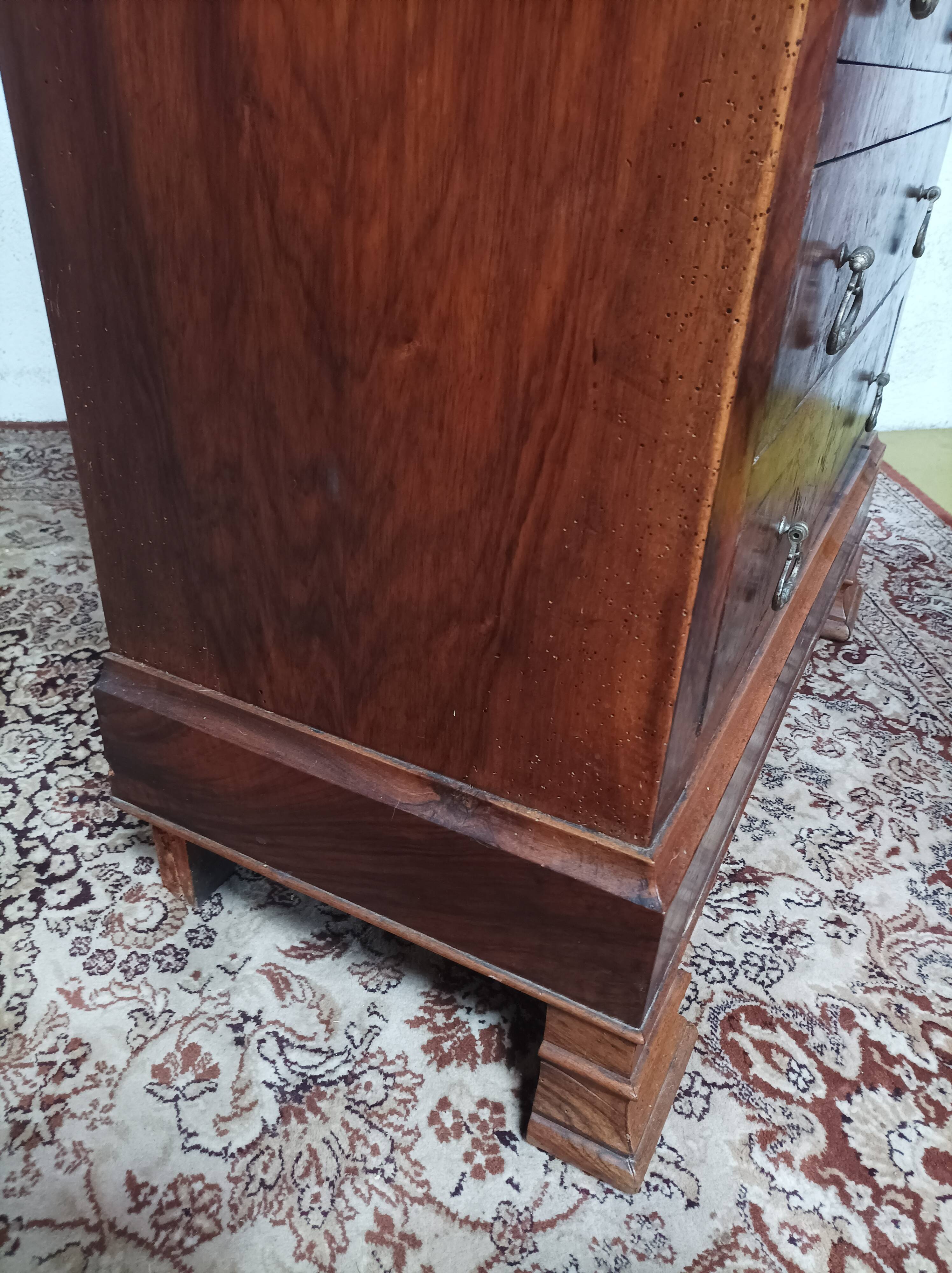 Louis Philippe secretary in oak and burr walnut