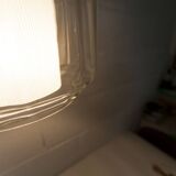 Chandelier 1930 double Opaline blown glass brass and copper