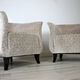 Vintage Club Chair in Beige Velvet, 1930s, Set of 2