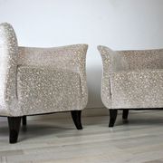 Vintage Club Chair in Beige Velvet, 1930s, Set of 2