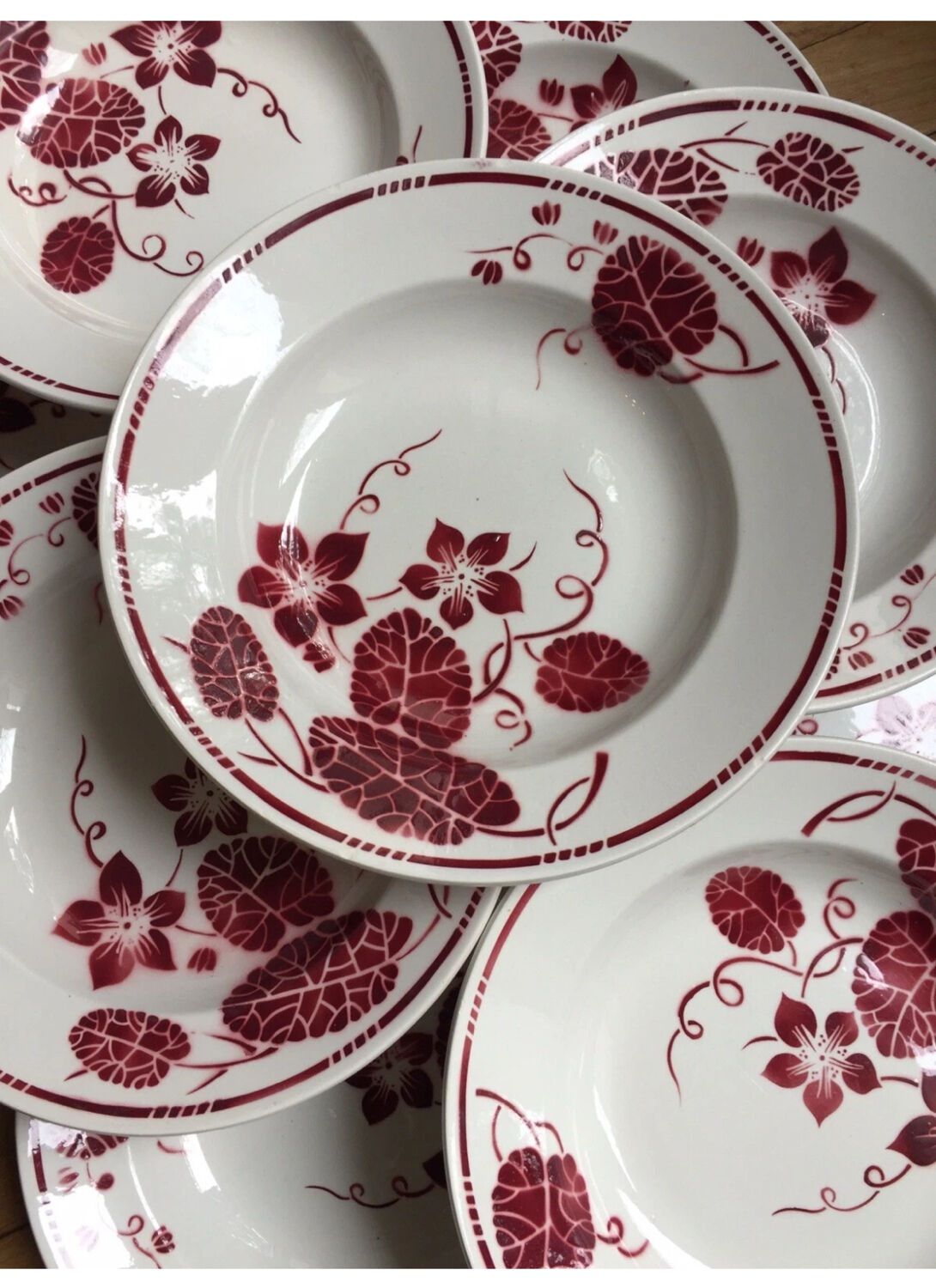 Set of 9 Badonviller Ironstone Soup Plates