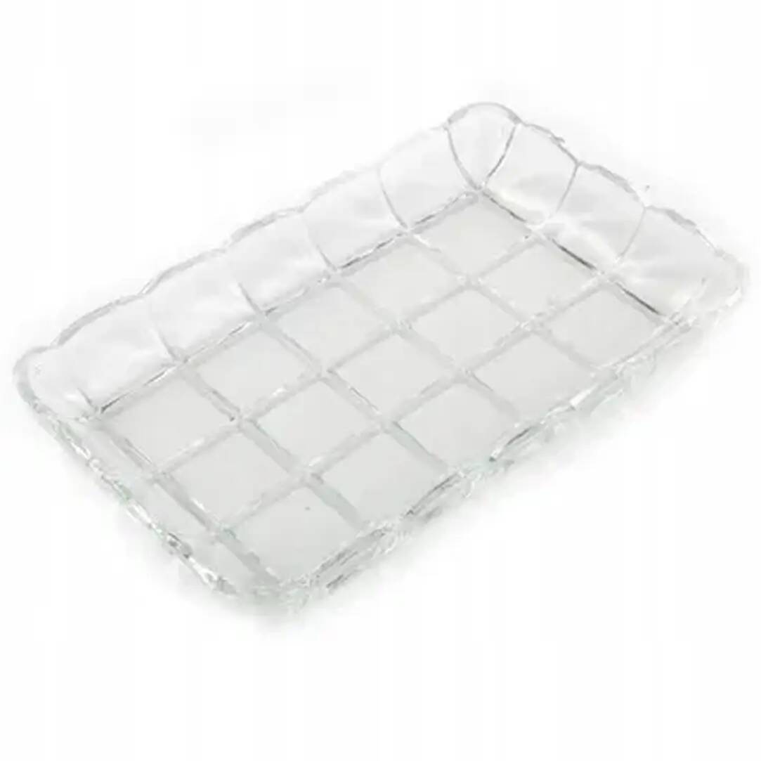Art Deco tray, transparent pressed glass, Poland, 1930s