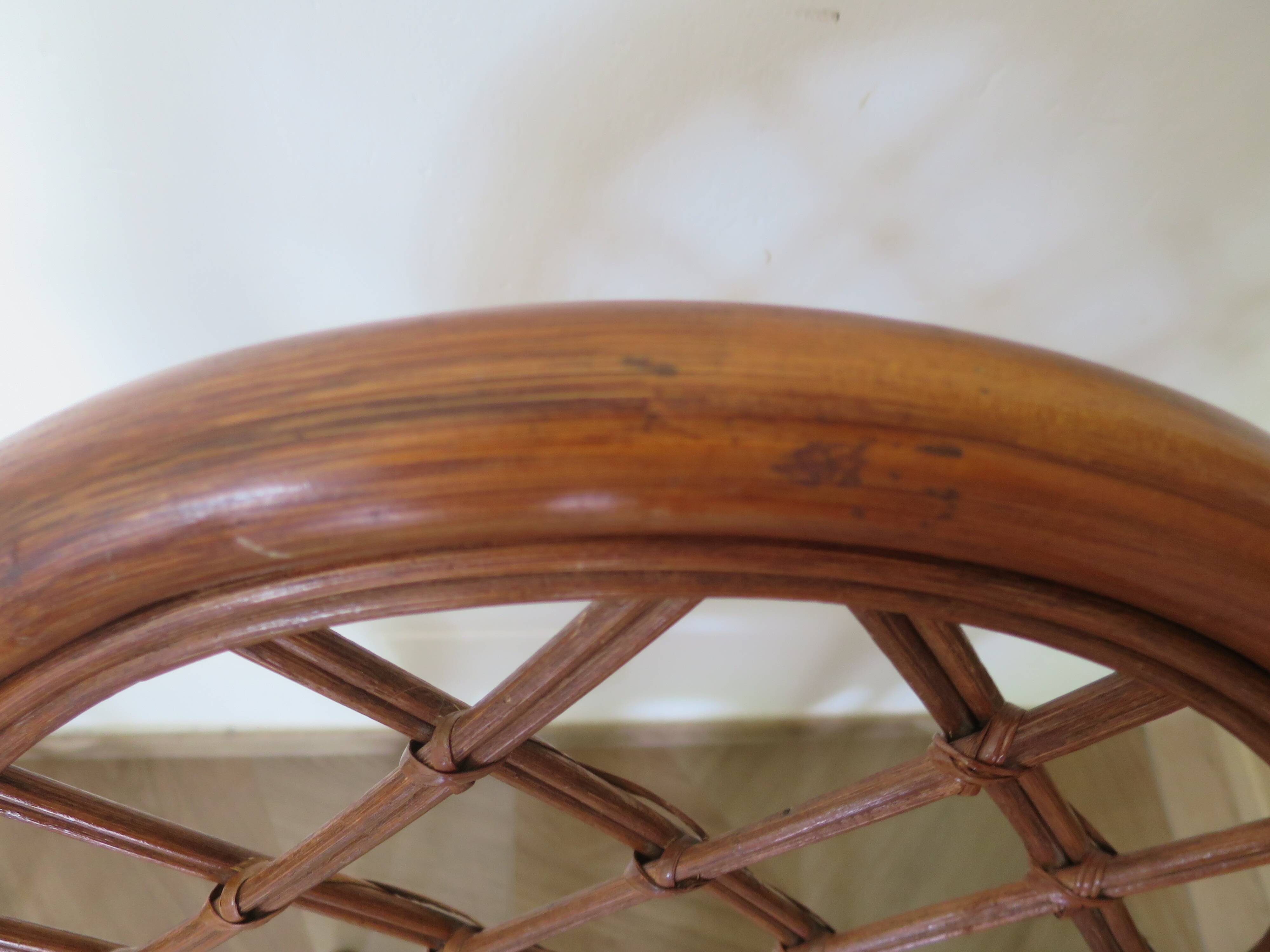 Vintage lot of 2 woven bamboo rattan armchairs - Curved wood - 1980s