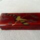 Glove box in lacquered wood decorated with 2 birds under wisteria