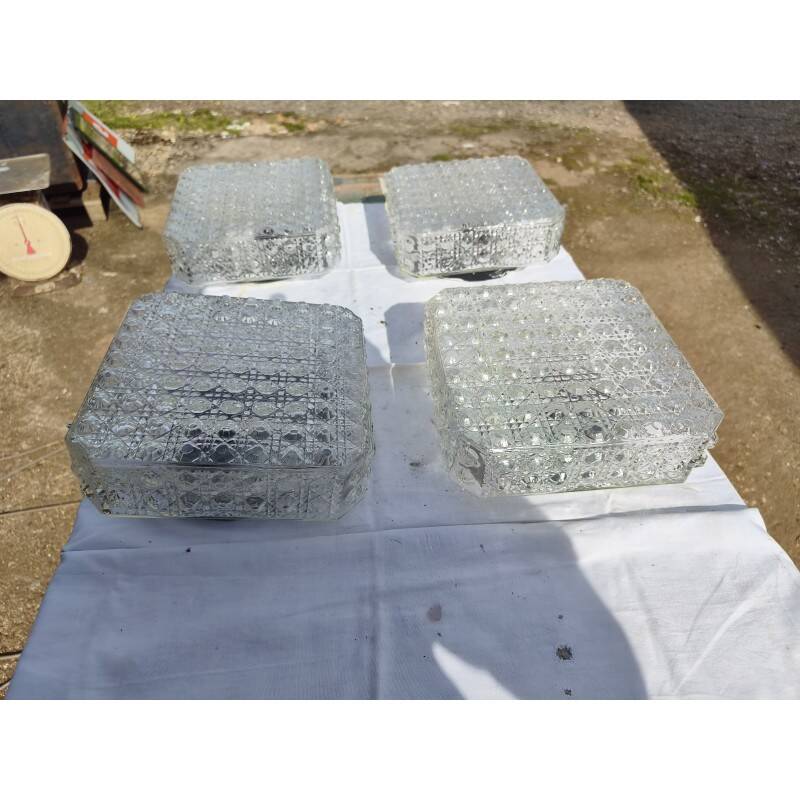 4 vintage ceiling lights from the 1960s in glass