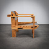 Paire de fauteuils en pin massif néerlandais extrêmement rare par Wouter Fens, années 1960.