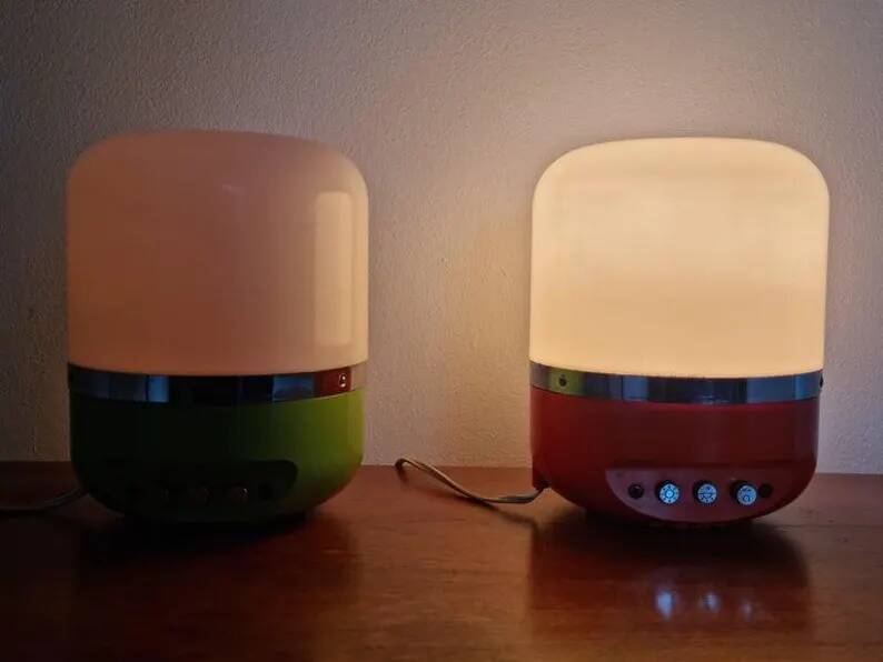 Set of Two Midcentury Table Lamps, Space Age, Adriano Rampoldi, Italy, 1970s