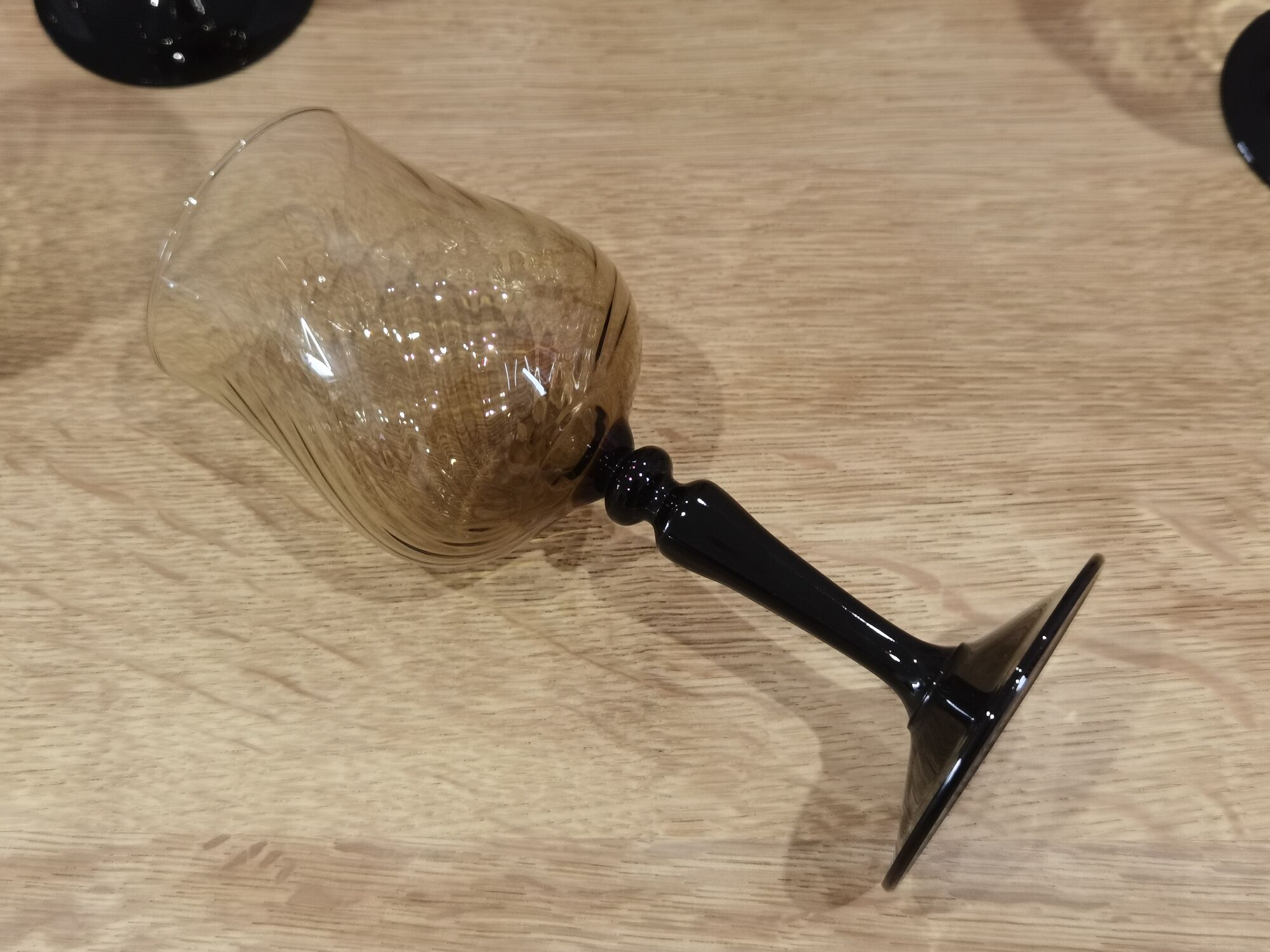 11 vintage black foot smoked twisted water glasses
