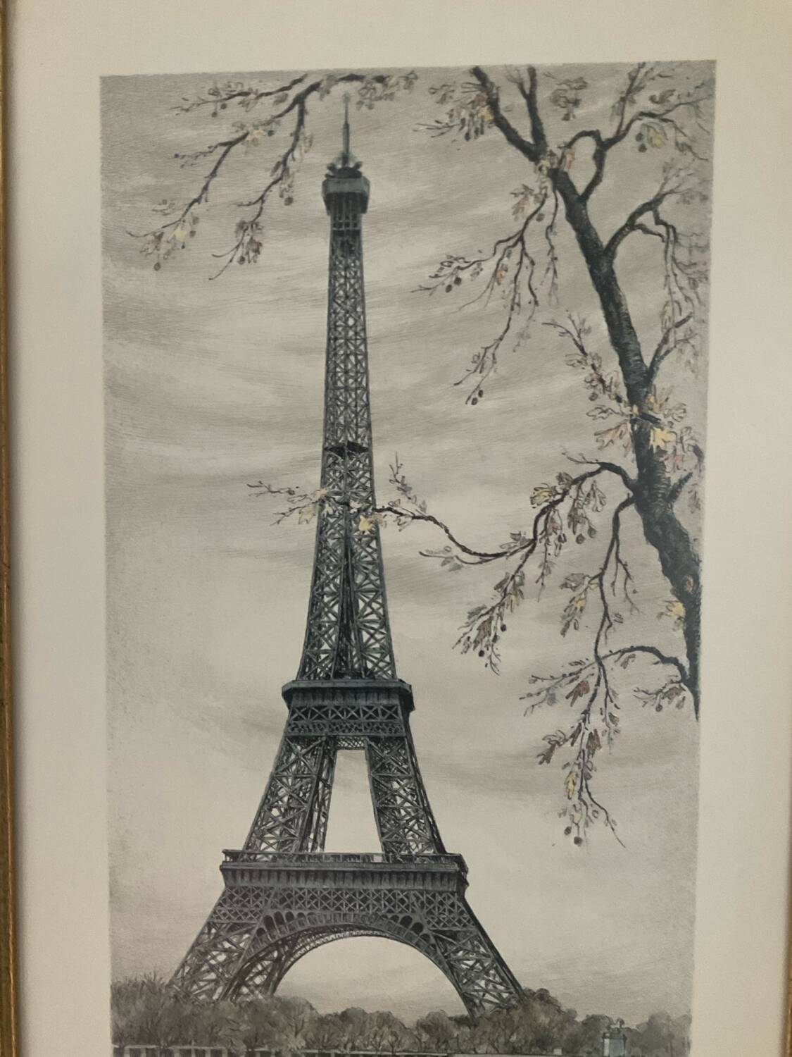Vintage lithograph by Ortiz Alfau - Paris - the Eiffel Tower